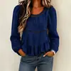 Otoño 2026 Moda Femenina Europea y Americana Transfronteriza Nueva Camisa Casual Suelta de Color Sólido Cuello Redondo Manga Larga