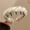 Diadema de Peluche con Estampado de Leopardo para Otoño e Invierno para Mujeres con Dientes para Lavado Facial y Presionar el Cabello Diadema con Parte Superior Alta de Calavera Pinza Antideslizante para el Cabello