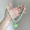 Refrescante Verano~Estilo Vacaciones en la Playa Collar de Cadena para Clavícula con Cuentas de Estrella de Mar Color Verde Menta para Mujer, Fresco y Único, Versátil