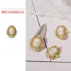 Acessórios de unha com cabeça de beleza retrô de celebridade online, estilo escuro com incrustação de pérola, dourado e prateado, adesivos de unha estilo corte barroco