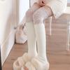 Medias gruesas grises para mujer otoño e invierno JK japonés calcetines negros hasta el muslo calcetines cálidos blancos por encima de la rodilla calcetines altos de encaje