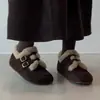 Zapatos peludos para mujer Birkenstock 2026 Nueva moda de invierno Zapatos versátiles para mujer Retro Forrados de polar Cálidos Zapatos de algodón para la nieve