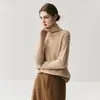 Suéter de punto para mujer con mezcla de cachemira y rayón blanco, con diseño de cuello alto escalonado, nueva capa base de punto de manga larga para otoño e invierno
