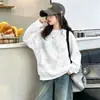 Suprimento transfronteiriço 2026 moletom degradê para meninas estampa de desenho animado infantil manga longa forrado com fleece gola redonda camiseta básica moderna