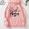 Moletom Fofo com Orelhas de Gato e Estampa de Letras, Moletom Casual com Cordão e Bolso Canguru,