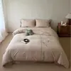 Conjunto de luxo de alta qualidade em algodão e linho de quatro peças, amigável à pele e macio, capa de edredom e lençol com bordado floral, roupa de cama estilo chinês vintage