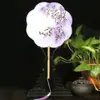 Ventoinha Hanfu em formato de flor, ventoinha feminina para dança antiga, pequena ventoinha redonda, ventoinha de rede vermelha com cabo longo DIY, suprimento para barraca de discoteca