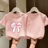Camiseta de Manga Corta de Algodón Puro de Moda para Niñas Verano 2026 Nuevo Diseño de Dibujos Animados Top para Niña Camiseta de Media Manga para Niños