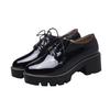 2023 New Spring Foreign Trade estilo britânico patente plataforma de couro renda-up sapatos de couro casual salto grosso plus size sapatos femininos atacado