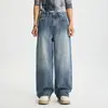 Ropa de Hombre Fengshe / Novedad Primavera 2026 Estilo Americano Moderno Holgado Línea A Pierna Recta Jeans Lavado Natural