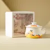 Taza de Café Melocotón Amarillo Pintada en Blanco de Mineral de Roca, Taza de Té de Uso Personal, Taza de Cerámica para Latte, Taza Exquisita de Alta Gama para el Té de la Tarde