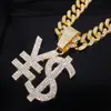 Hip-Hop Exagerado Más Vendido Colgante de Signo de Dólar Completo de Diamante Personalizado para Hombre Joyería Creativa Fresca de Hip-Hop