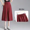 Pantalones cropped de pierna ancha para mujer, nueva colección de verano 2026, de cintura alta, con caída fluida, elegantes pantalones casuales sueltos estilo coreano y pantalones falda