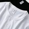 (Mismo Estilo para Hombres y Mujeres) Camisa Henry de Manga Corta de Algodón Peinado de Xinjiang Camiseta de Manga Corta con Cuello Henry Retro Americano Pesado