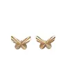 Pendientes de botón dorados con forma de corazón y mariposa, estilo lujo ligero, acero de titanio chapado en oro, diseño simple, versátil y de nicho para mujer