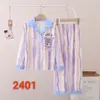 Pijamas para meninas primavera e outono novo terno de manga comprida com lapela roupas para casa infantil cardigan roupas para casa crianças médias e grandes