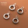 925 prata lisa 11mm ruyi anel pingente angustiado padrão diy anel pulseira pingente artesanal trançado corda acessórios 1407