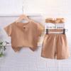 Traje Infantil de Manga Corta para Niños, Verano Algodón y Lino Transpirable Ropa Infantil Transfronteriza del Sudeste Asiático al por Mayor, Casual Estilo Coreano, en Stock