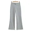 2537-25 Invierno Nuevo Estilo Estilo Americano Otoño e Invierno Pantalones Cálidos Forrados de Polar con Bolsillos Traseros y Detalles Rayados, Corte Holgado Ligeramente Acampanado Pantalones de Chándal Pantalones Casuales