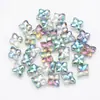 Pendente de cristal de vidro flor de diamante com furo reto de 10mm joias artesanais DIY acessórios decorativos acessórios de contas quadradas com furo