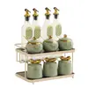 Juego de Frascos para Condimentos de Lujo Ligero, Caja de Almacenamiento de Botellas de Condimentos para el Hogar, Frasco de Cerámica para Aceite de Cocina, Frasco para Sal, Frasco para Chile