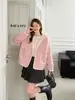 Diseño reversible con colores contrastantes, cárdigan de punto de lana de doble cara con capucha, nuevo suéter chaqueta de ajuste holgado para mujer Otoño e Invierno 2026