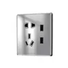 Panel de interruptor de enchufe de pared para el hogar de vidrio templado gris plano ultradelgado tipo 86, panel de enchufe USB universal de múltiples cinco agujeros