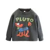 Camiseta interior de cuello redondo para niño, nueva colección primavera/otoño 2026, top de manga larga para niños, camiseta de dibujos animados para niños pequeños y bebés