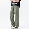 Calça Esportiva Respirável de Verão para Homens, Solta e Simples, de Perna Larga, Versátil, Casual, Fresca, Confortável, com Cintura Elástica