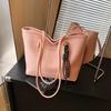 Bolsa vintage de grande capacidade feminina 2025 nova bolsa tote de nicho da moda sul-coreana, bolsa tote simples de um ombro só com axila