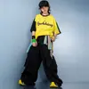 Ropa Moderna de Street Dance para Niños, Pantalones de Pierna Ancha Holgados de Manga Corta a la Moda, Ropa Genial para Actuaciones para Niños, Conjuntos Hiphop de Verano