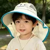 Chapéu de Proteção Solar Infantil, Proteção Solar de Verão, Proteção UV, Chapéu de Sol para Passeio ao Ar Livre de Meninos e Meninas, Xale, Aba Larga, Estilo Fino