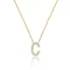 Colar de Ouro 18K com Zircônia e 26 Letras, Corrente Simples e Elegante para Clavícula, Colar de Nome em Inglês Moderno, Joia Transfronteiriça Europeia e Americana
