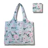 Sacola de Compras Dobrável, Bolsa Quadrada de Tecido Floral, Bolsa Tote Portátil e Resistente, Sacola Ecológica para Compras de Supermercado, Bolsa Impermeável para Armazenamento