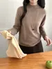 Suéter de Punto de Lana y Cachemira para Mujer para Otoño e Invierno, Dobladillo Enrollado, Cuello Semi Alto, Manga Larga, Sencillo y Versátil, Suéter Básico, Disponible para Dropshipping