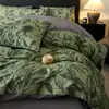 Conjunto de cama de quatro peças em algodão puro escovado, todo em algodão, para quarto principal, roupa de cama retrô francesa, capa de edredom para pessoa solteira, conjunto de três peças, lençol com elástico
