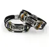 Pulsera de Cuero Tallado Multicapa Estilo Bohemio para Hombre Hebilla de Acero Inoxidable con Cuentas de Aleación Joyería