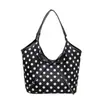 Bolso Tote de Lona de Gran Capacidad a la Moda con Lazo para Mujer 2026 Primavera Nuevo Versátil Lujo Ligero Bolso de Hombro/Axila de Lunares