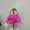 Bolso de Acrílico con Forma de Concha, Moderno y Único, con Cadena de Perlas, Bolso de Mano Brillante, Bolso de Hombro, Bolso Pequeño para Decoración de Fiesta