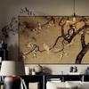 "Flor de Damasco com Dois Faisões" Pintura Decorativa de Parede de Fundo de Sofá de Sala de Estar Vintage em Estilo Francês Peça de Arte Suspensa em Estilo Retrô Chinês