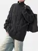 Cárdigan de Punto Retorcido de Cuello Alto Americano Retro para Hombre y Mujer en Otoño Marca de Moda Suelto Casual Chaqueta de Punto con Cremallera