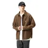 Otoño e Invierno Nuevo Vintage Japonés marrón Camisa de Trabajo para Hombre Holgada Talla Grande Casual Camisa Chaqueta Juvenil Top de Moda