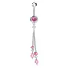 Moda Europea y Americana Venta al por mayor Transfronteriza Acero Inoxidable Circón Incrustado Flor de Marquesa Colgante Joyería Sencilla para Perforación Anillo para Ombligo