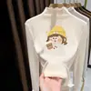 Nova Blusa Quente Outono e Inverno 2026 para Meninas com Gola Meia-Alta para Crianças de Meia-Idade e Grandes Camisa Base Casual de Pelúcia Escovada para Meninas