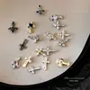 Accesorios para Uñas con Circonita Cruzada Estilo Punk Oscuro Retro Corazón Gótico Pedrería para Uñas Diamante Incrustado 3D Accesorios Venta al por Mayor