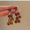 Ámbar Caramelo ~ Pendientes de Borla de Resina de Bola Maillard Pendientes de Cadena de Uva para Mujer Pendientes de Alta Calidad