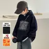 Roupas Infantis Moletom de Lã Outono para Meninos 2025 Novo Estilo para Crianças Maiores Outono e Inverno Blusa com Capuz de Outono para Meninos