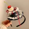 Fiesta de San Valentín ~ sombrero de pastel de cereza diadema de encaje para el cabello diadema creativa para foto de cumpleaños femenina pasador lindo accesorios para el cabello