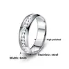 Anel de Diamante de Linha Única Moda Personalizada Europeia e Americana Aço Inoxidável Diamante Incrustado Anel de Casal Masculino e Feminino Joia de Mão Anel de Dedo