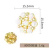 Botón de Lujo Ligero Floral Perla Pedrería Cosido a Mano Botón Bicolor Dorado y Plateado de Aleación de Zinc Botón Decorativo DIY para Cárdigan Chaqueta de Mujer